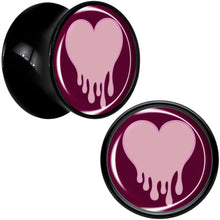 Load image into Gallery viewer, Pinkish Melting Heart Black Acrylic Saddle Plug Set by Onyx O