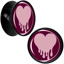 Load image into Gallery viewer, Pinkish Melting Heart Black Acrylic Saddle Plug Set by Onyx O