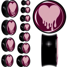 Load image into Gallery viewer, Pinkish Melting Heart Black Acrylic Saddle Plug Set by Onyx O