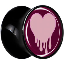 Load image into Gallery viewer, Pinkish Melting Heart Black Acrylic Saddle Plug Set by Onyx O