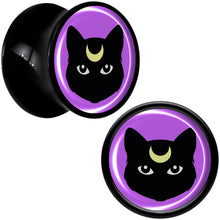 Load image into Gallery viewer, Black Mystic Kitty Cat Black Acrylic Saddle Plug Set by Onyx O