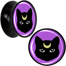 Load image into Gallery viewer, Black Mystic Kitty Cat Black Acrylic Saddle Plug Set by Onyx O