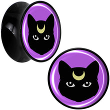 Load image into Gallery viewer, Black Mystic Kitty Cat Black Acrylic Saddle Plug Set by Onyx O