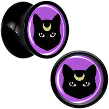 Load image into Gallery viewer, Black Mystic Kitty Cat Black Acrylic Saddle Plug Set by Onyx O