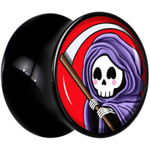 Load image into Gallery viewer, Black Acrylic Grim Reaper Double Flare Plug Set by Onyx O