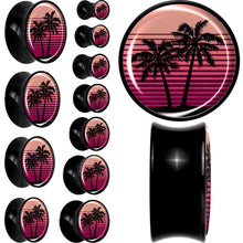 将图片加载到图库查看器,Palm Tree Retro Sunset Black Acrylic Saddle Plug Set by Onyx O