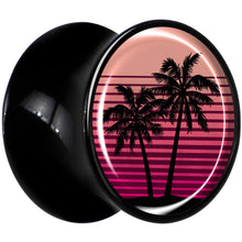 将图片加载到图库查看器,Palm Tree Retro Sunset Black Acrylic Saddle Plug Set by Onyx O
