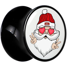 Load image into Gallery viewer, Black Acrylic Christmas Peace Love Santa Double Flare Plug Set by Onyx O