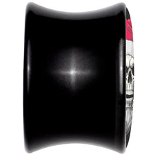 Load image into Gallery viewer, Holiday Skeleton Santa Claus Black Acrylic Saddle Plug Set by Onyx O