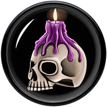 Load image into Gallery viewer, Black Acrylic Burning Skull Candle Double Flare Plug Set by Onyx O
