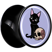 将图片加载到图库查看器,0G Skull Cat Black Acrylic Saddle Plug Set by Onyx O