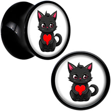 Load image into Gallery viewer, Valentine Cat Black Acrylic Saddle Plug Set by Onyx O