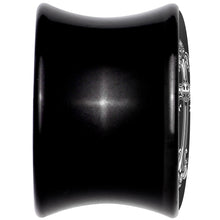 Load image into Gallery viewer, 0G Black White Winged Cross Black Acrylic Saddle Plug Set by Onyx O