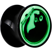 Load image into Gallery viewer, 0G Glow in the Dark Fishbowl Kitty Cat Black Acrylic Saddle Plug Set by Onyx O