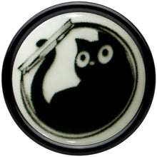 Load image into Gallery viewer, 0G Glow in the Dark Fishbowl Kitty Cat Black Acrylic Saddle Plug Set by Onyx O