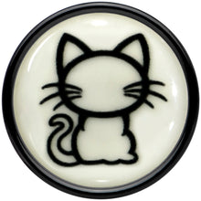 Load image into Gallery viewer, Glow in the Dark Kitty Cat Black Acrylic Saddle Plug Set 8mm to 20mm by Onyx O