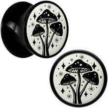 Load image into Gallery viewer, Glow in the Dark Mystic Mushroom Black Acrylic Saddle Plug Set by Onyx O