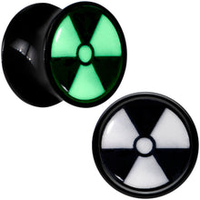 Load image into Gallery viewer, Black Acrylic Radioactive Glow in the Dark Double Flare Plug Set by Onyx O