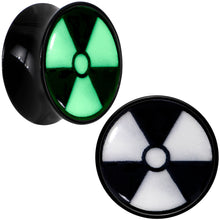 Load image into Gallery viewer, Black Acrylic Radioactive Glow in the Dark Double Flare Plug Set by Onyx O