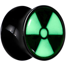 Load image into Gallery viewer, Black Acrylic Radioactive Glow in the Dark Double Flare Plug Set by Onyx O