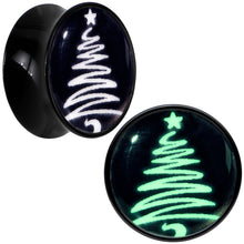 Load image into Gallery viewer, Glow in the Dark Holiday Christmas Tree Acrylic Saddle Plug Set by Onyx O