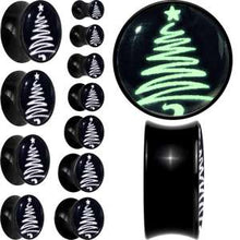 Load image into Gallery viewer, Glow in the Dark Holiday Christmas Tree Acrylic Saddle Plug Set by Onyx O