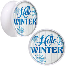 Load image into Gallery viewer, Hello Winter Snowflake White Acrylic Saddle Plug Set Sizes 5mm to 20mm