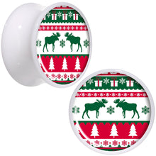 Load image into Gallery viewer, Ugly Christmas Sweater White Acrylic Saddle Plug Set Sizes 5mm to 20mm