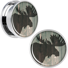 Load image into Gallery viewer, Holiday Rustic Wood Moose Screw Fit Plug Set Sizes 5mm to 20mm