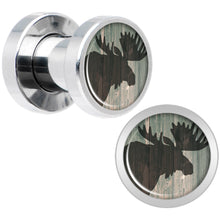 Load image into Gallery viewer, Holiday Rustic Wood Moose Screw Fit Plug Set Sizes 5mm to 20mm