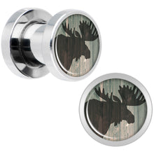 Load image into Gallery viewer, Holiday Rustic Wood Moose Screw Fit Plug Set Sizes 5mm to 20mm