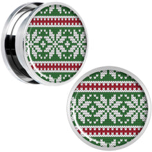 Load image into Gallery viewer, Green Red Christmas Sweater Screw Fit Plug Set Sizes 5mm to 20mm