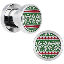 Load image into Gallery viewer, Green Red Christmas Sweater Screw Fit Plug Set Sizes 5mm to 20mm