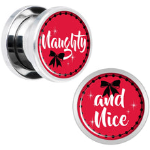 Load image into Gallery viewer, Red Holiday Naughtyy and Nice Screw Fit Plug Set Sizes 6mm to 20mm