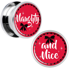 Load image into Gallery viewer, Red Holiday Naughtyy and Nice Screw Fit Plug Set Sizes 6mm to 20mm
