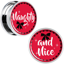 Load image into Gallery viewer, Red Holiday Naughtyy and Nice Screw Fit Plug Set Sizes 6mm to 20mm