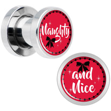 Load image into Gallery viewer, Red Holiday Naughtyy and Nice Screw Fit Plug Set Sizes 6mm to 20mm