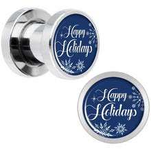 Load image into Gallery viewer, Happy Holidays Snowflake Screw Fit Plug Set Sizes 6mm to 20mm
