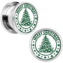 Load image into Gallery viewer, Merry Christmas Tree Screw Fit Plug Set Sizes 5mm to 20mm