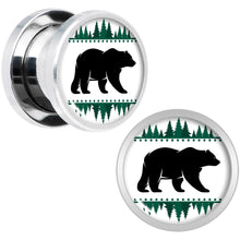 Load image into Gallery viewer, Winter Polar Bear in Woods Screw Fit Plug Set Sizes 5mm to 20mm