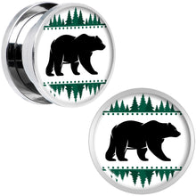 Load image into Gallery viewer, Winter Polar Bear in Woods Screw Fit Plug Set Sizes 5mm to 20mm