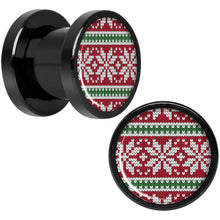 Load image into Gallery viewer, Red Green Christmas Sweater Black Screw Fit Plug Set Sizes 5mm to 20mm