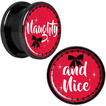 将图片加载到图库查看器,Red Holiday Naughtyy and Nice Black Screw Fit Plug Set Sizes 6mm to 20mm