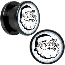 Load image into Gallery viewer, Christmas Retro Santa Ho Ho Ho Black Screw Fit Plug Set Sizes 5mm to 20mm
