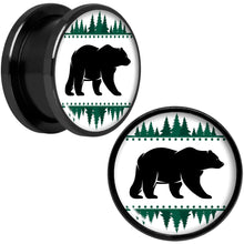 将图片加载到图库查看器,Winter Polar Bear in Woods Black Screw Fit Plug Set Sizes 5mm to 20mm