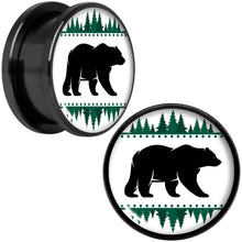 将图片加载到图库查看器,Winter Polar Bear in Woods Black Screw Fit Plug Set Sizes 5mm to 20mm