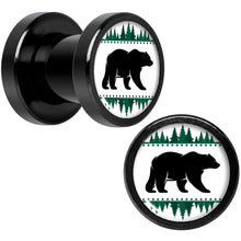 将图片加载到图库查看器,Winter Polar Bear in Woods Black Screw Fit Plug Set Sizes 5mm to 20mm