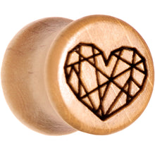 Load image into Gallery viewer, Organic Beechwood Geometric Heart Saddle Plug Set 0G to 25mm