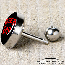 Load image into Gallery viewer, 16G 1/4 Black Red 4 Ever Emo Tragus Cartilage Earring by Onyx O