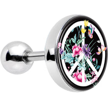 Load image into Gallery viewer, 16G 1/4 Floral Peace Sign Tragus Cartilage Earring